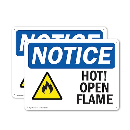 Signmission Hot Surface Sign, 18 in H x 24 in W, Aluminum, Hot! Open Flame OS-2PACK-NS-A-1824-L-13535